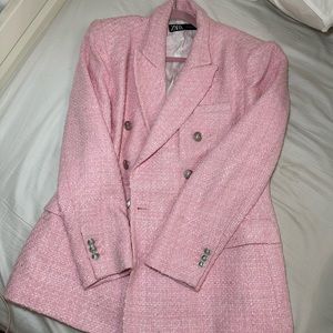 Zara pink tweed blazer